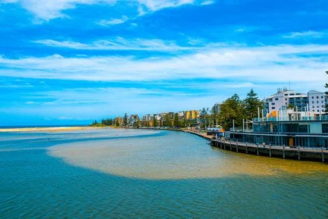 Oceanfront vibrant buildings Stock Photos