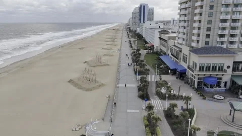 Oceanfront Virginia Baech - Aerial view Stock Footage 311984367