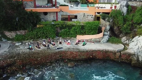 Oceanfront yoga Stock Footage 82387639