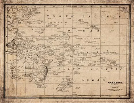Oceania  19th Century Map Stock Illustration