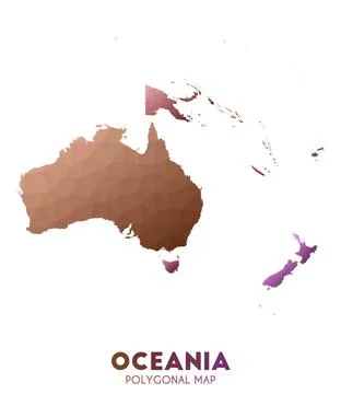 Oceania Map. admirable low poly style continent map. Alive vector illustratio Ilustração Stock