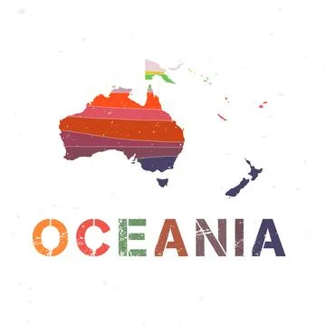 Oceania map design. Shape of the continent with beautiful geometric waves a.. 스톡 일러스트