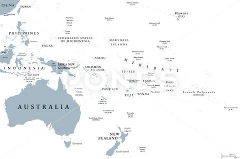 Oceania political map Stock Illustration