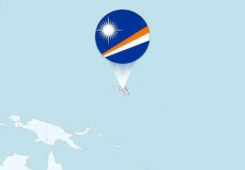Oceania with selected Marshall Islands map and Marshall Islands flag icon. Stock Illustration