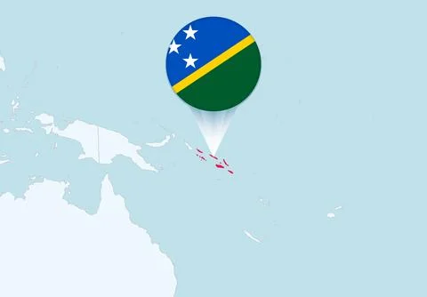 Oceania with selected Solomon Islands map and Solomon Islands flag icon. Stock Illustration