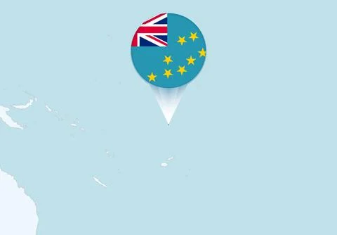 Oceania with selected Tuvalu map and Tuvalu flag icon. Stock Illustration