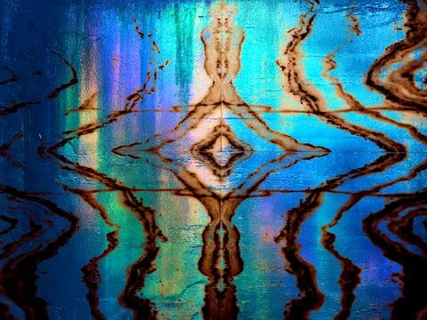 Oceanic blue underwater pattern. Blue and brown fluid colours. Illustrazione stock