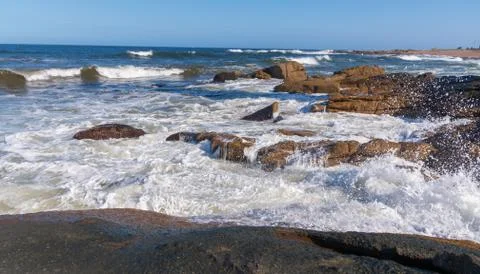 Oceanic coast in eastern Uruguay Stock Photos