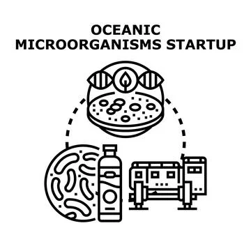 Oceanic microorganisms startup developing biotechnology products, using a pet イラスト素材