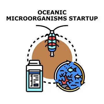 Oceanic microorganisms startup developing marine biotech solutions Stock Illustration