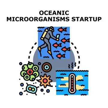 Oceanic microorganisms startup researching marine ecosystem 스톡 일러스트