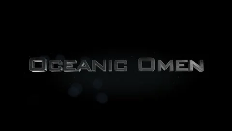 Oceanic Omen title metal text on black alpha channel background Stock Footage 296215904