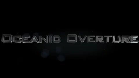 Oceanic Overture title metal text on black alpha channel background Stock Footage 296205130