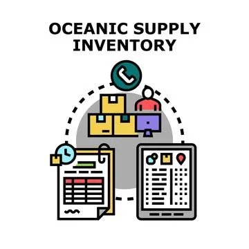 Oceanic supply inventory management operation vector concept Stock Illustration