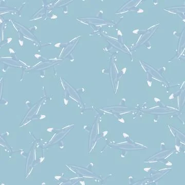 Oceanic whitetip shark seamless pattern in scandinavian style. Marine animals Stock Illustration