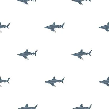 Oceanic whitetip shark seamless pattern in scandinavian style. Marine animals Stock Illustration