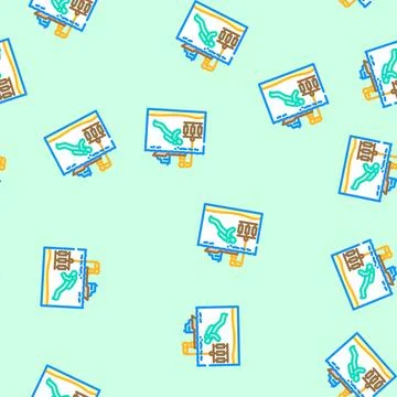 Oceanographer with equipment world ocean vector seamless pattern Stock Illustration