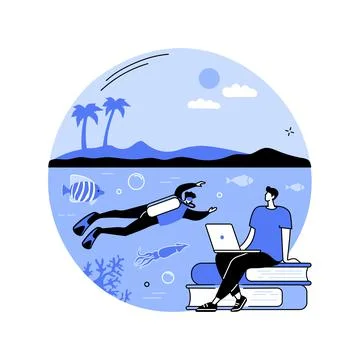 Oceanography abstract concept vector illustration. Illustrazione stock