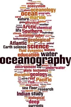 Oceanography word cloud Stock Illustration