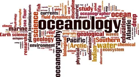 Oceanology word cloud Stock Illustration