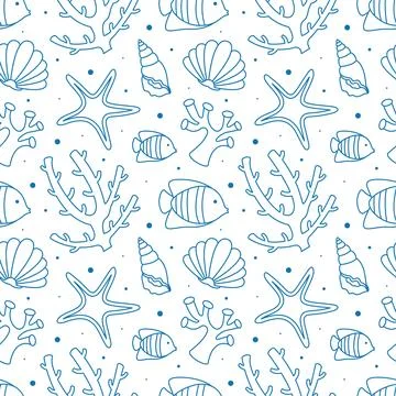Oceans Seamless Pattern Design Featuring Ocean Decorative Elements in a Car.. 库存插图