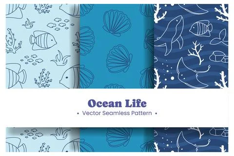 Oceans Seamless Pattern Design Featuring Ocean Decorative Elements in a Car.. Stock Illustration
