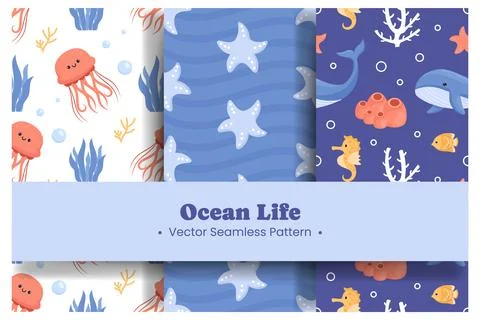Oceans Seamless Pattern Design Featuring Ocean Decorative Elements in a Car.. 库存插图