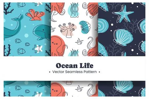 Oceans Seamless Pattern Design Featuring Ocean Decorative Elements in a Car.. イラスト素材