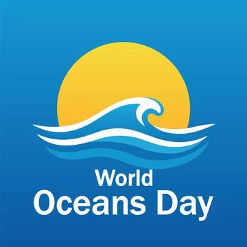 Oceans world day sunset wave Stock Illustration