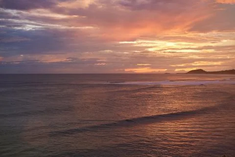 Oceanscape on sunset time Stock Photos
