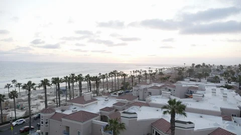 Oceanside beach with palm trees timelapse. Oceanside California at sunset Stock Footage 112943077