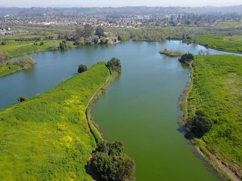 Oceanside, CA - Whelan Lake - Drone Video Video stock 84519098