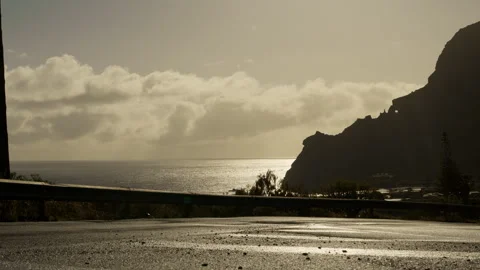 Oceanside sunset with clouds, roads Stock Footage 247069877