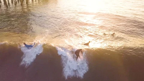 Oceanside Surfers shred sick waves up close from Drone - San Diego Stock-Footage 88258456
