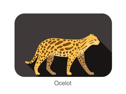 Ocelot cat walking side flat 3D icon design Stock-Illustration