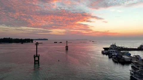 Ocena Landscape under a dramatic sunset sky at Karimunjawa archipelago. Stock Footage 337282797