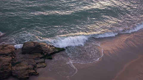 Ocent beautiful surf at sunset Stock Footage 213993673