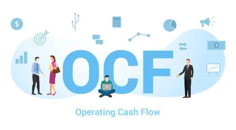 Ocf concept with big word or text and team people with modern flat style - ve Stock Illustration