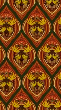 Ocher abstract seamless pattern vector floral design primitive scandinavian Stock Illustration