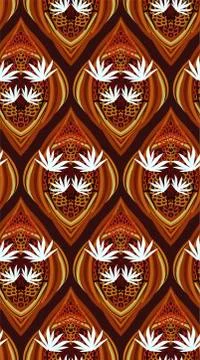 Ocher abstract seamless pattern vector floral design primitive scandinavian Stock Illustration