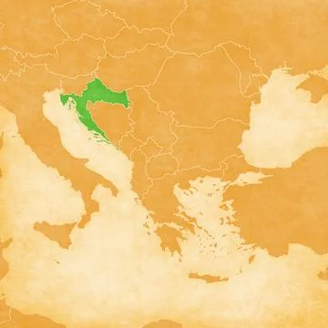 Ocher map of Balkans - Croatia Stock Illustration
