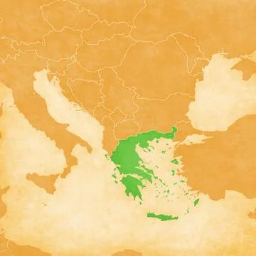 Ocher map of Balkans - Greece Stock Illustration