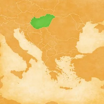 Ocher map of Balkans - Hungary Stock Illustration