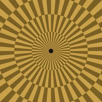 Ochre Radial Checker Sunburst Pattern With Central Dot Stock Illustration
