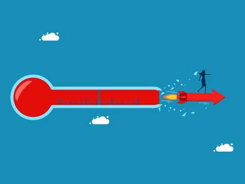 Ocket arrow crashed through the thermometer イラスト素材