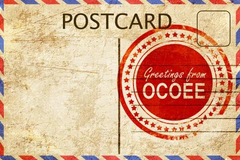 Ocoee stamp on a vintage, old postcard Stock Illustration