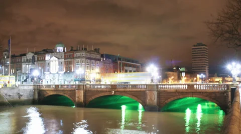 O'Connell Bridge, Dublin, Ireland. Stock Footage 33579384