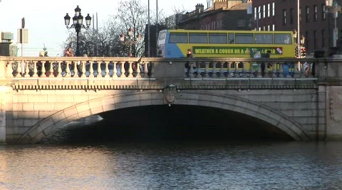 O'Connell Bridge, Dublin from the River Liffey Stock Footage 396991