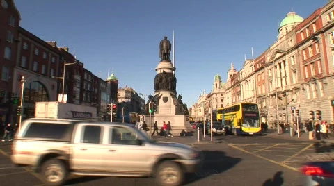 O'Connell Street, Dublin from O'Connell Bridge Stock Footage 386540