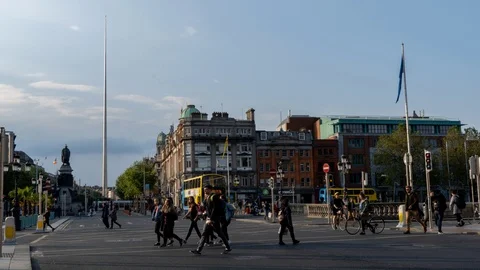 O'Connell Street Dublin Timelapse Stock Footage